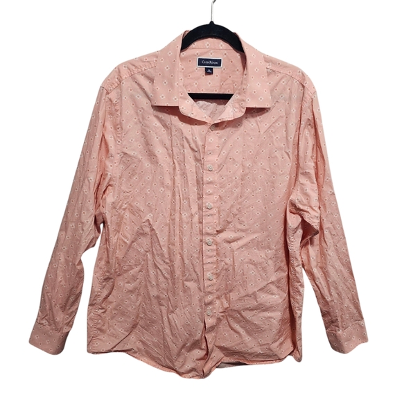 Club Room‎ Men's Regular Fit Floral Print Poplin Shirt Color Pink Size X-Large - Picture 1 of 6